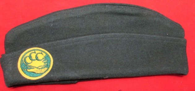  US Pre WWII, Civilian Conservation Corps OD Wool Overseas Hat, — image 2