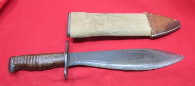  US WWI M1917 Bolo Knife, Plumb 1918, Canvas & Leather Scabbard — image 2