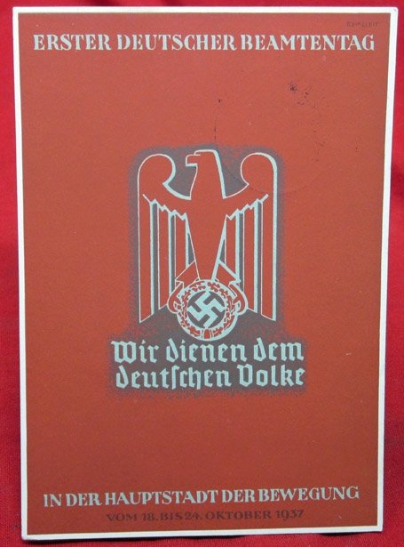  German WWII Postcard, 1st Civil Servants Day, Munich 1937 — image 2