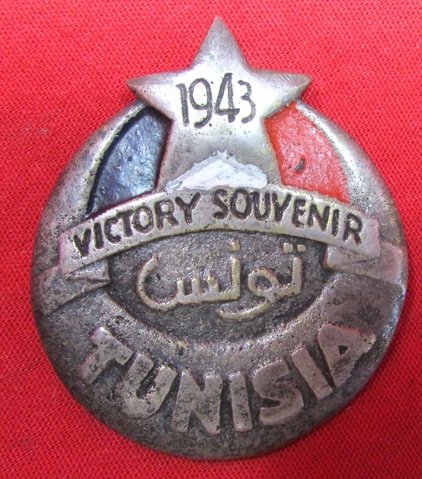  US WWII,  1943 Tunisa Victory Souvenir Pin, Theater Made — image 2