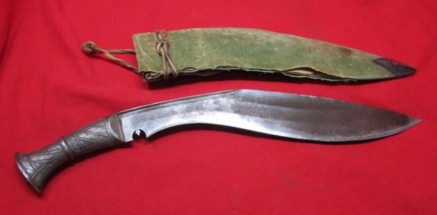 Nepalese Khukri, Green Velvet Covered Sheath — image 4