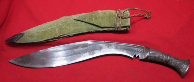  Nepalese Khukri, Green Velvet Covered Sheath — image 5