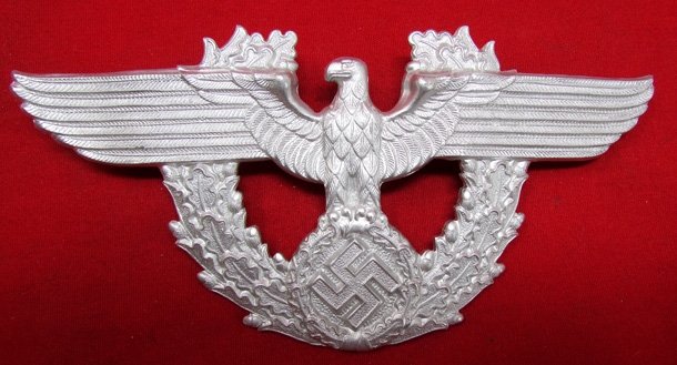  German WWII EM Police Shako Eagle Plate, ASG — image 2