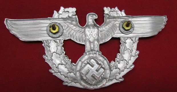  German WWII EM Police Shako Eagle Plate, ASG — image 3