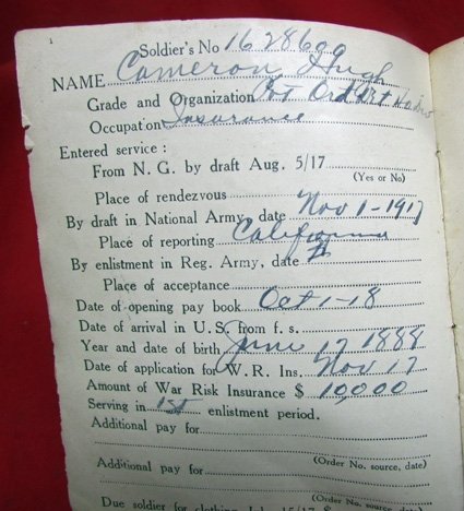  US WWI Doughboy Dog Tag, Paybook Lot, California Soldier, 40th Division — image 9