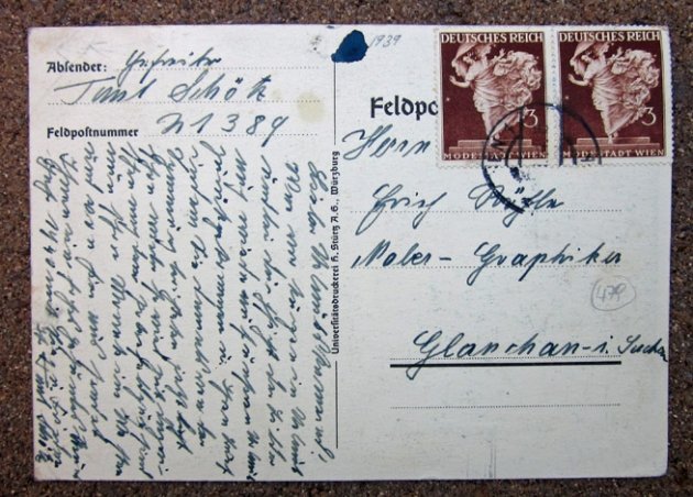  German WWII Postcard, Feldpost, New Year 1940 — image 3