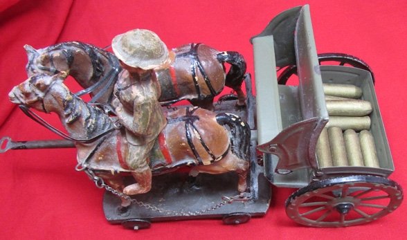  Post WWI, German mfg, US or British Toy Artillery Cannon & Limber — image 2