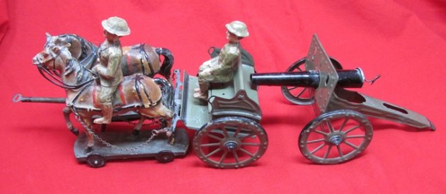  Post WWI, German mfg, US or British Toy Artillery Cannon & Limber — image 4
