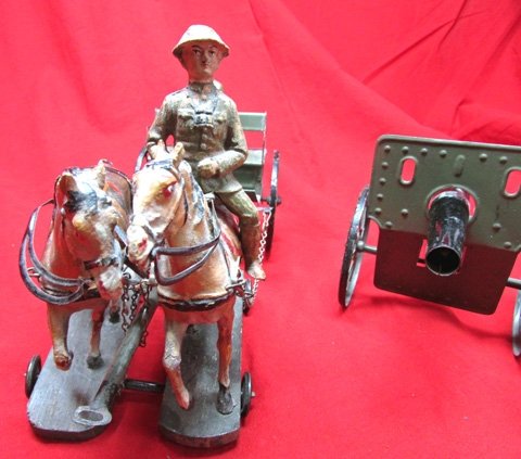  Post WWI, German mfg, US or British Toy Artillery Cannon & Limber — image 6