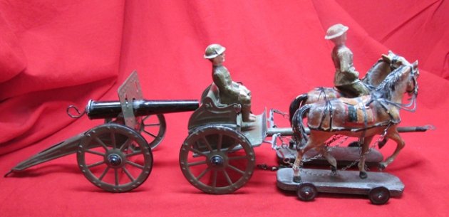  Post WWI, German mfg, US or British Toy Artillery Cannon & Limber — image 8