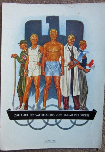  German WWII Postcard, 1936 Olympics Themed Obverse — image 2