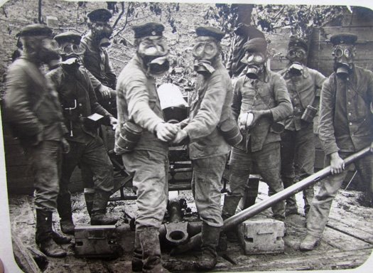  German WWI RPC Postcard, Artillerymen in Gasmasks — image 3