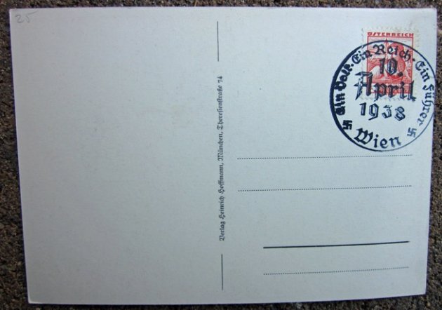  German WWII Postcard, Hitler, Annexation of Austria, 10 April 1938 — image 3