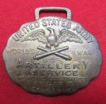  US WWI Artillery Service, Patriotic Watch Fob