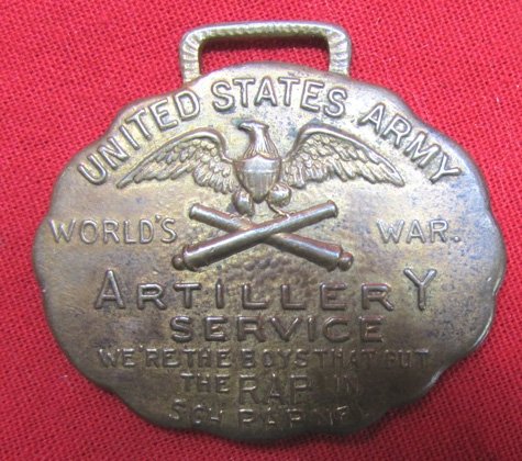  US WWI Artillery Service, Patriotic Watch Fob — image 3
