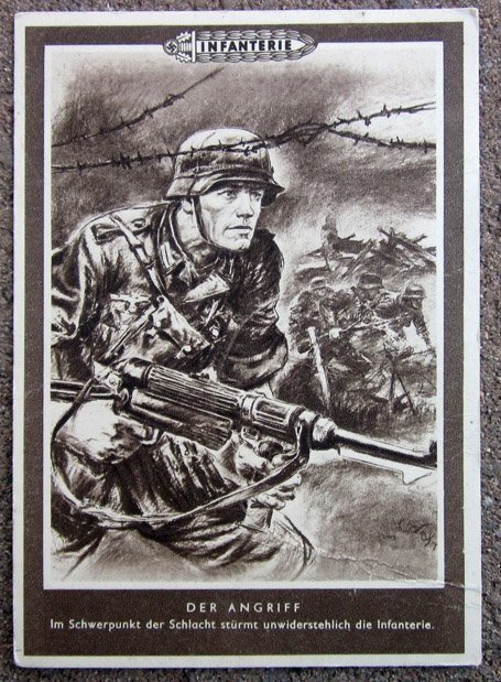  German WWII Postcard, Infanterie, MP-40 — image 2