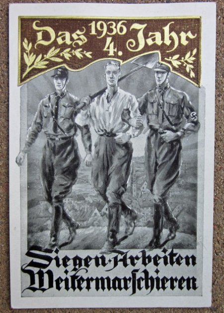  German WWII Postcard, SA, Hitler's Birthday 1936 — image 2