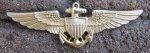 US WWII US Navy Pilot Wings, Pinback, NS Meyer, Sterling