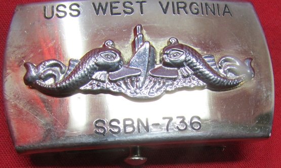  US Cold War Era, Submarine USS West Virginia  SSBN 736 , Crew Souvenir Buckle — image 3