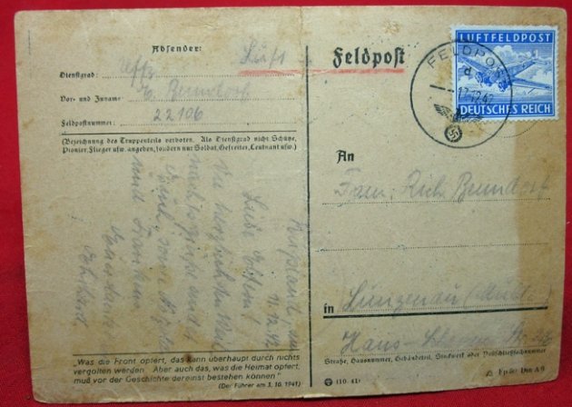  German WWII Feldpost Postcard, Weinachten in Russland 1942, Feldgendarmerie — image 3