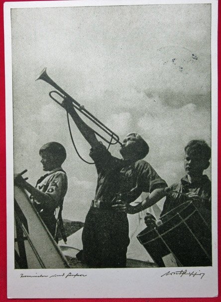  German WWII Postcard, Hitler Youth, Interesting Notation on Reverse — image 2