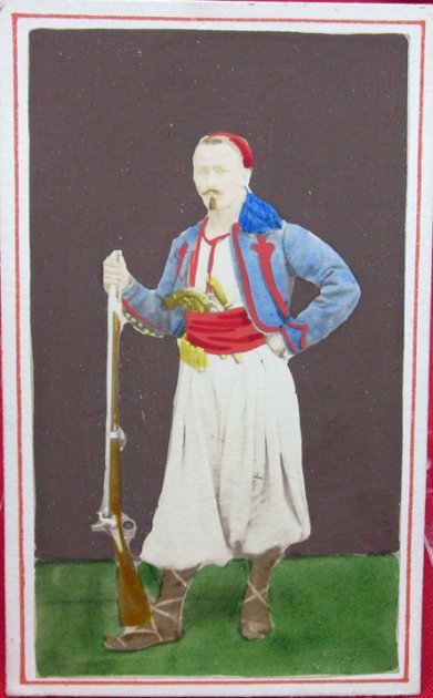  French 2nd Empire Hand Colored CDV, Papal Zouave Guard — image 2