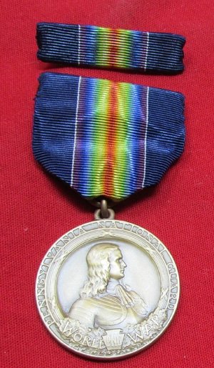  US WWI, Pennsylvania 28th Division Victory Medal & Ribbon Bar — image 2