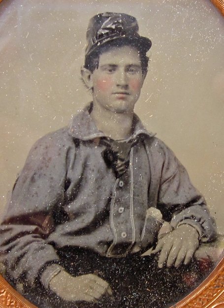  US Civil War Union Ambrotype, Piped Shirt, Oil Cloth Forage Cap Cover — image 2