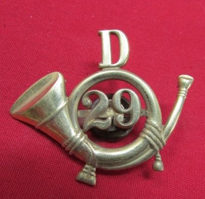  US Indian War, SAW Era Field Music Hat Insignia, 29th Infantry, Company D — image 2