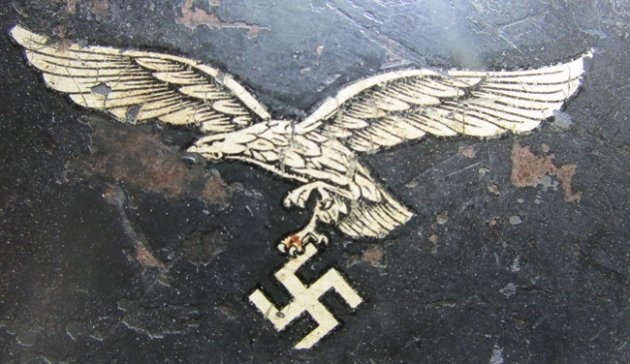  German WWII Luftwaffe M1935 Double Decal Helmet, ET64, WERKSTATT — image 10