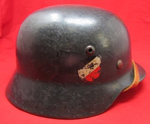 German WWII Luftwaffe M1935 Double Decal Helmet, ET64, WERKSTATT — image 2