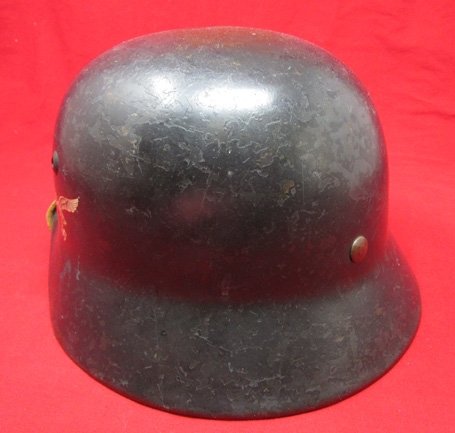  German WWII Luftwaffe M1935 Double Decal Helmet, ET64, WERKSTATT — image 3