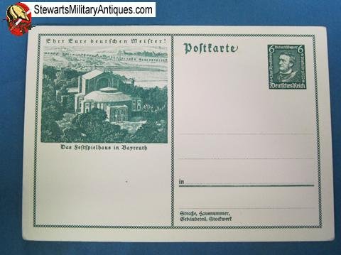  German WWII Era Postcard Richard Wagner & the Bayreuth Theater — image 2