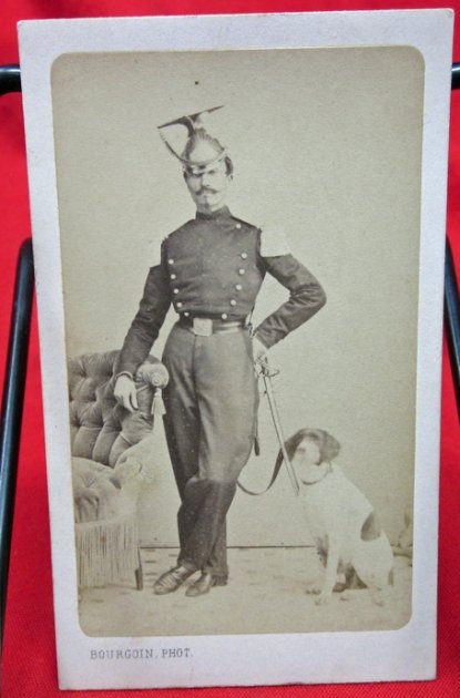  French 2nd Empire CDV, Lancer NCO & Dog, Paris Photographer — image 2