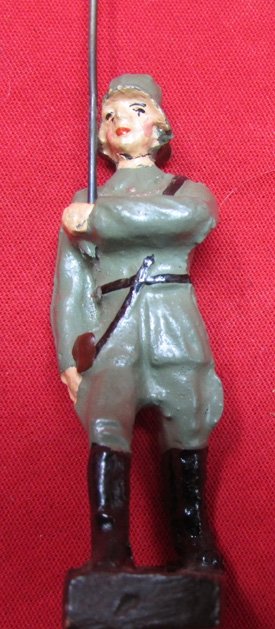 German WWII Composition Toy Soldier, Fahnentrager, Infantry Flag,  LEYLA mfg. — image 7