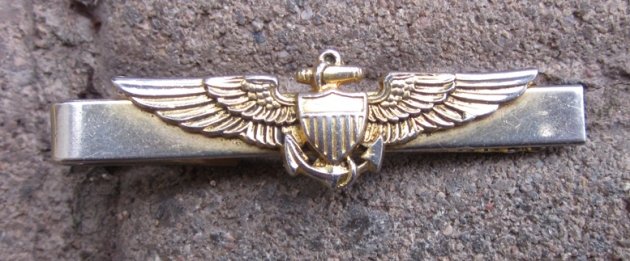  US Post WWII Era Navy Aviator Tie Bar, H-H Logo — image 2