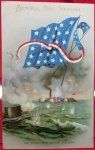 US Post Civil War Patriotic Postcard, Monitor & Merrimac Battle