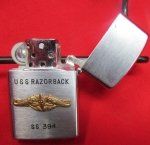 US Vietnam War Era Cigarette Lighter, USS Razorback SS-394, Penguin …
