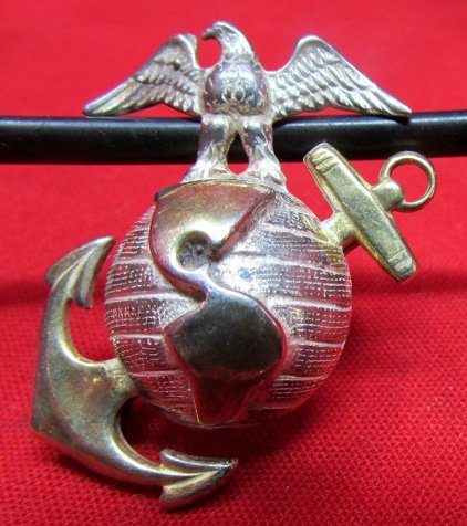  US P1937 USMC Officers Collar Emblem, Left Side, Sterling, NS Meyer — image 2