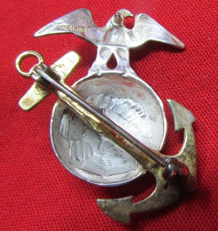  US P1937 USMC Officers Collar Emblem, Left Side, Sterling, NS Meyer — image 3
