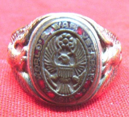  US WWI Army Veterans Mans Ring 1918, Gold Plate — image 2
