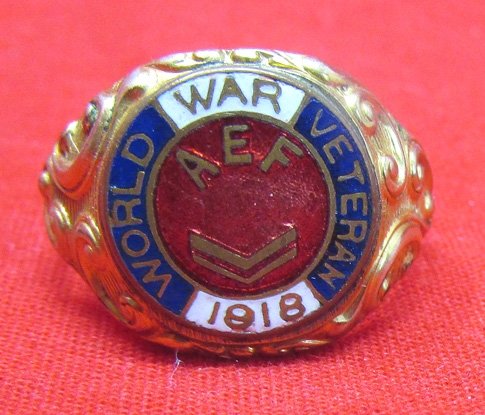  US WWI AEF Veteran Mans Ring 1918, Gold Shell — image 2