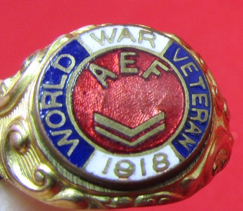  US WWI AEF Veteran Mans Ring 1918, Gold Shell — image 3