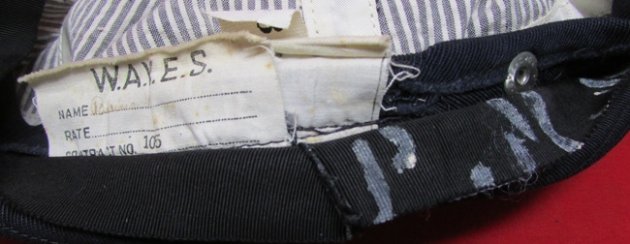  US WWII WAVES Enlisted Woman's Brimmed Hat, Navy Blue With Extra Seersucker Crown — image 5