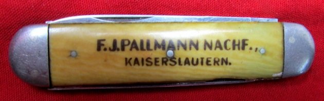  German WWI-WWII Era Advertising Pocket Knife, F.J. Pallman Nachf, Kaiserslautern — image 2