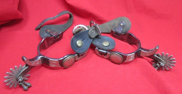  US Post WWII, Colorado Saddlery Co.'Denver Special' Cowboy Spurs, Jingle Bob Rowels — image 2