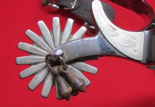  US Post WWII, Colorado Saddlery Co.'Denver Special' Cowboy Spurs, Jingle Bob Rowels — image 4