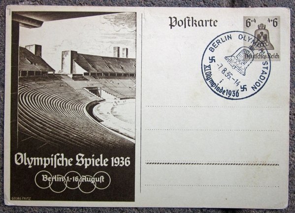  German WWII 1936 Olympics Stadium Postcard — image 2