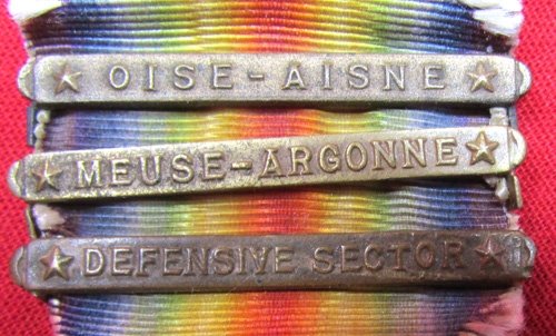  US WWI Victory Medal, 3 Clasps, Oise Aisne, Meuse-Argonne, Defense Sector — image 3