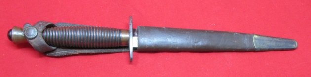  British WWII Fairbairn-Sykes Commando Knife, Ribbed Grip, No.1, Owners Initials — image 2